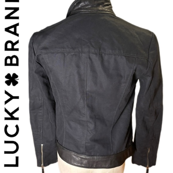 LUCKY Brand 100% Goat Leather Asymmetrical Moto Jacket, Black, Women's XS, EUC - Picture 3 of 10